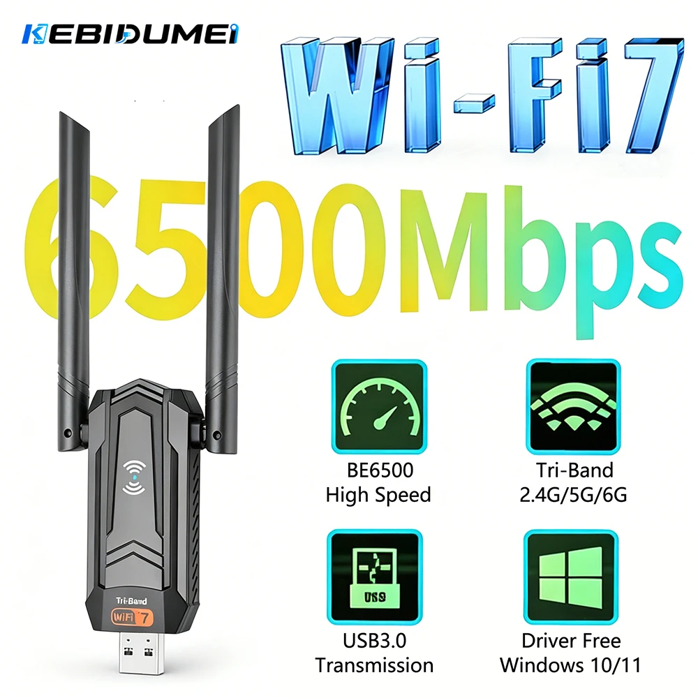 Wifi 7 Router Be6500 - Kebidumei BE6500 WiFi7 USB3.0 Adaptor Tri-Band