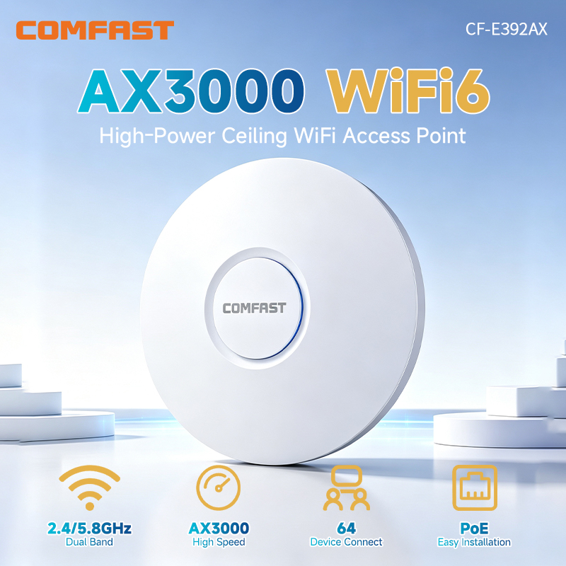 Wifi 6 Access Point Ceiling Poe - COMFAST CF-E392AX WiFi6 Ceiling AP 2974Mbps